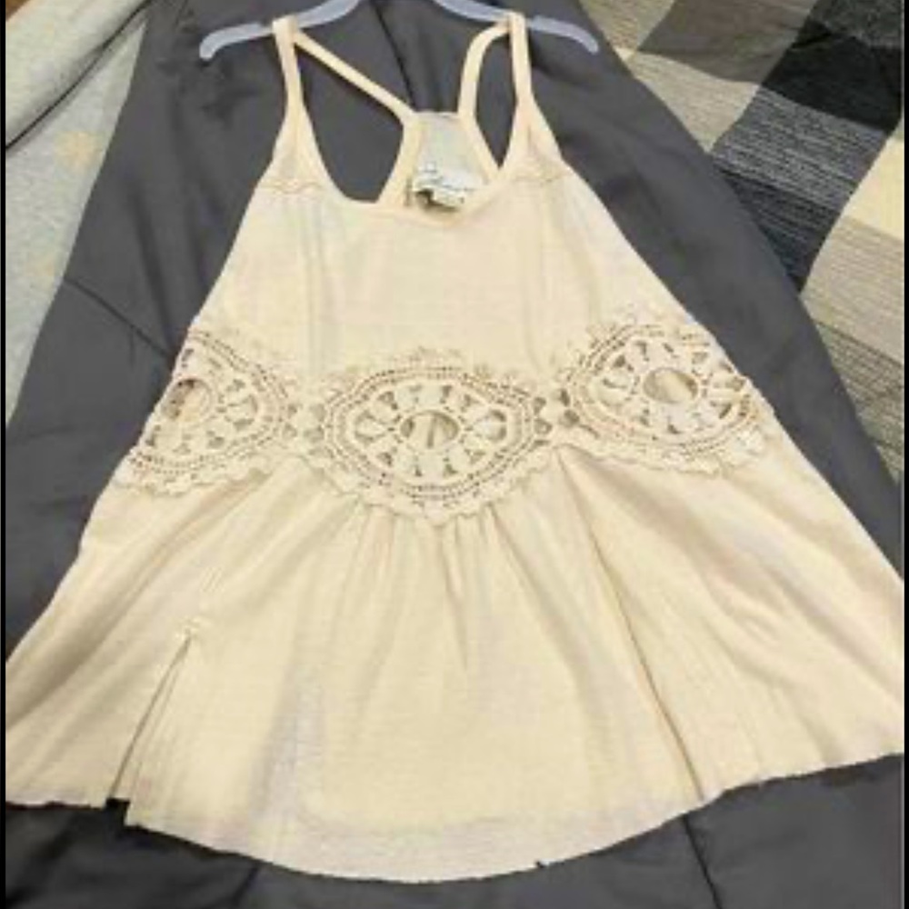 Women’s Cream Vintage Havana Tank w/ Lace Cutout Size S